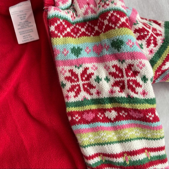 Wonder Kids 18M lined Christmas sweater. Zip up, very thick unisex red green - Picture 5 of 7